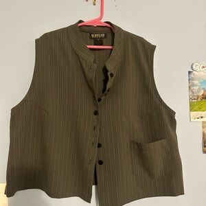Georgiou Olive Green Striped Vest